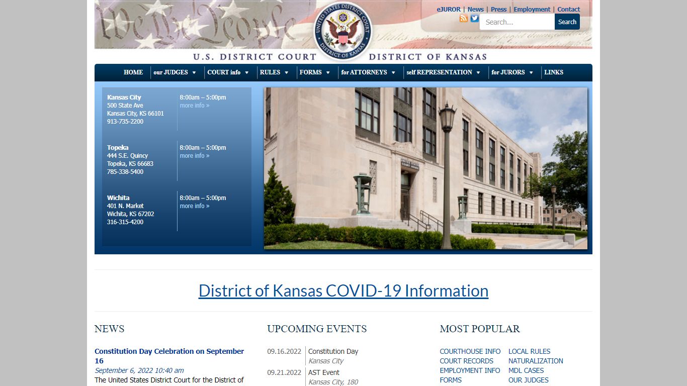 Welcome to the U.S. Court for the District of Kansas